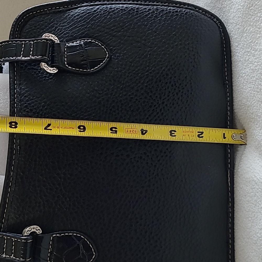 Vintage Strada purse bag black reptile silvertone Detail multiple pockets - Picture 9 of 9